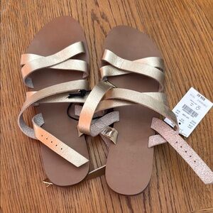 Women's Gold Strappy Sandals